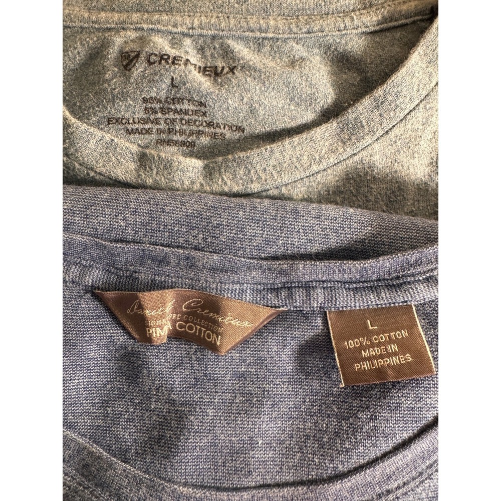 CREMIEUX Mens Blue Gray Crew Neck T Shirt Top Size L Set of 2